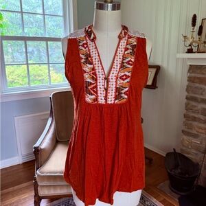 Embroidered Orange Women's Top